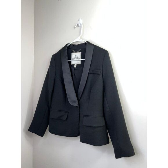 MILLY OF NEW YORK Black Wool Blazer Jacket Size 10 - Picture 6 of 8